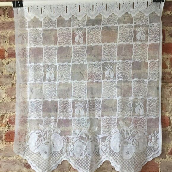 Curtain Lace Panel Flowers 27" W x 34" L Cottage - Picture 1 of 4